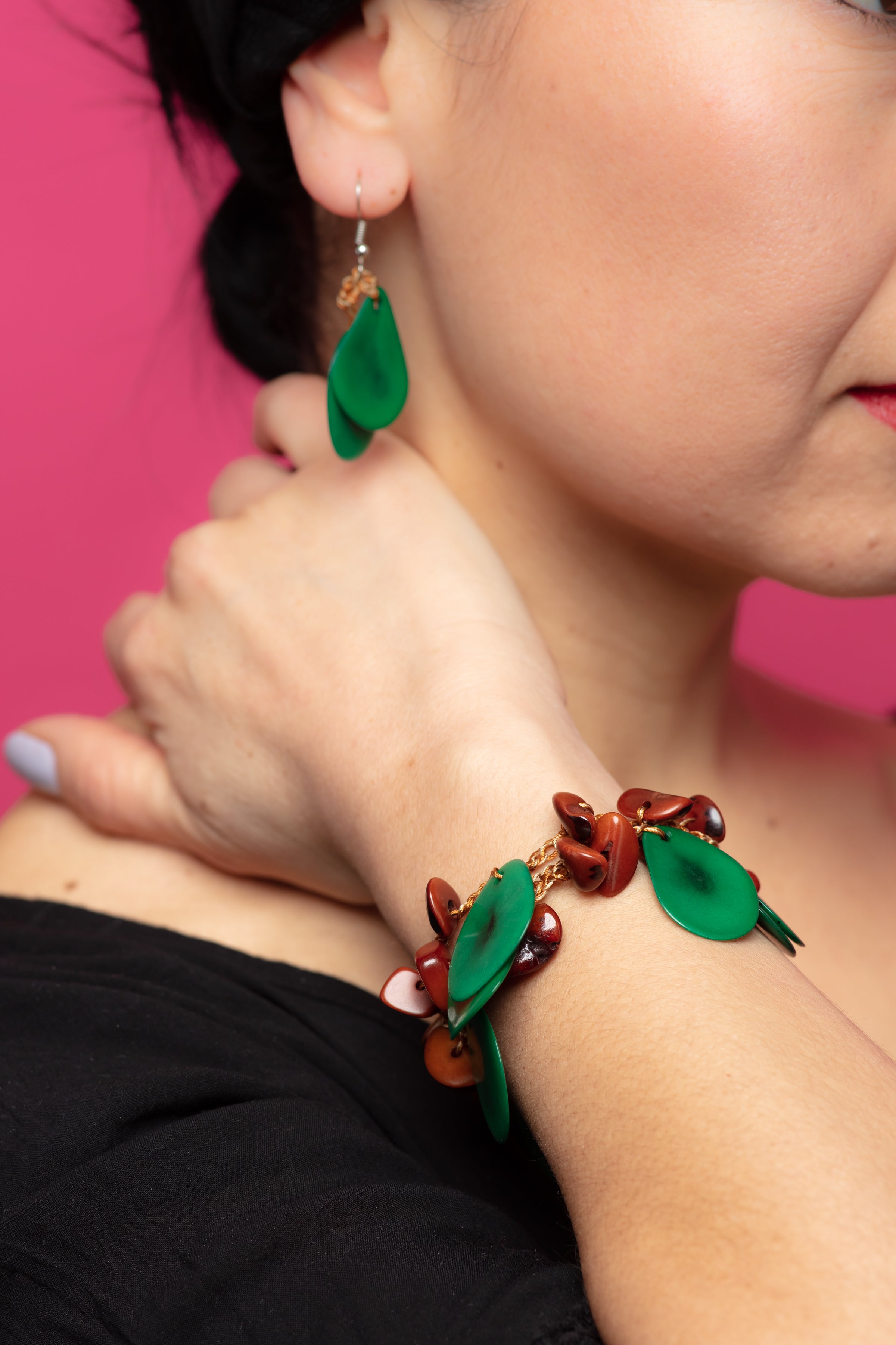 Orange chunky double earrings